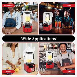 2200W Commercial Professional Blender With Shield Quiet Sound Enclosure Timer