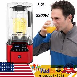 Commercial Soundproof Cover Blender Fruit Juicer Smoothie Mixer Ice Crusher USA